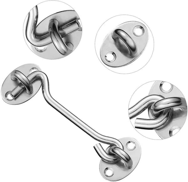 2-pack Acsergery gåva 4-tums hyttkrok, rostfritt stål ögelås, ladugårdsdörr