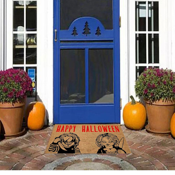 Halloween Kokosfiber Tryck Utomhus Dörrmatta Golvmattor Spöklika Vibes Pumpa Spöke Utomhus carpet5