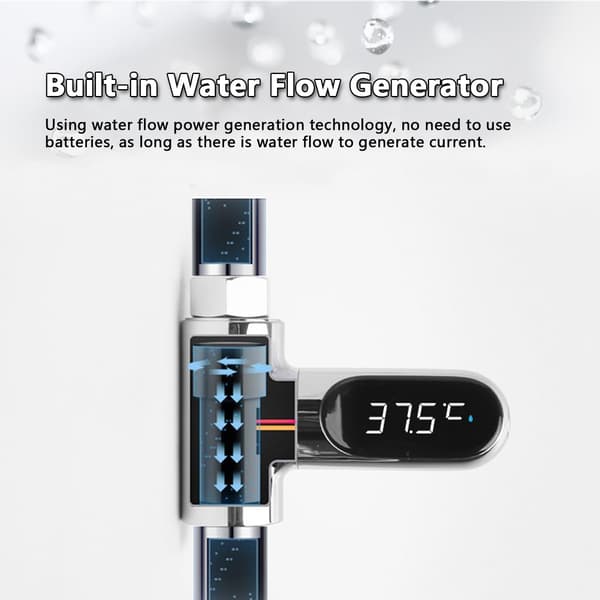 Digitalt dusjtermometer med lyssterk LED-skjerm – Babydusjtermometer, dusjhodeholder, øyeblikkelig avlesning Fahrenheit/Celsius termometer