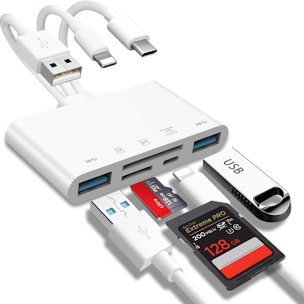 OTG USB Kamera Multiminnesadapter För -SD TF Kortläsare Kit För 13 Konverterare