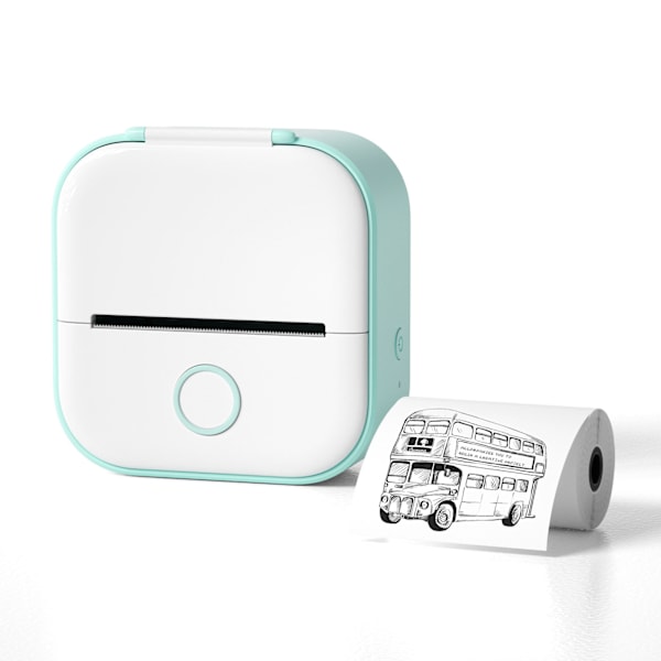 Mini fickprinter Bärbar termisk skrivare kompatibel Bluetooth Etikettskrivare utan bläck green