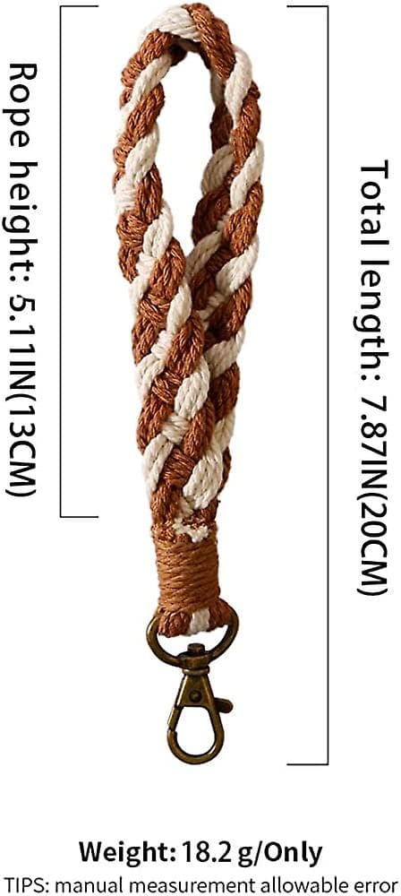 Handgjorda Boho Macrame Nyckelringar Charms Bilnyckel Dekor Handledssnöre Khaki