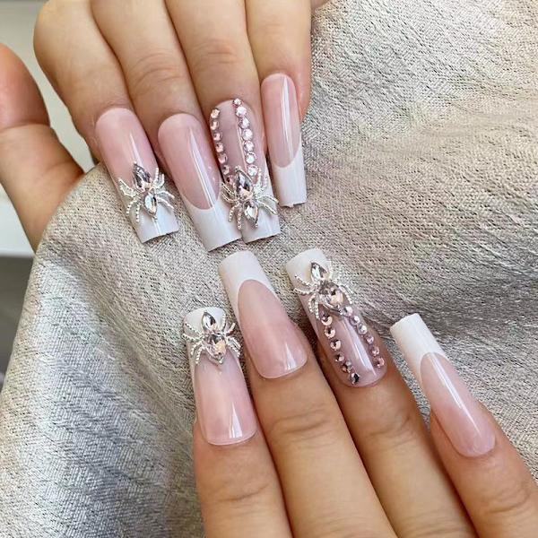 Halloween nagelkonst fladdermus nagelkonst slitage nagelkonst spökansikte spindelnät falska naglar