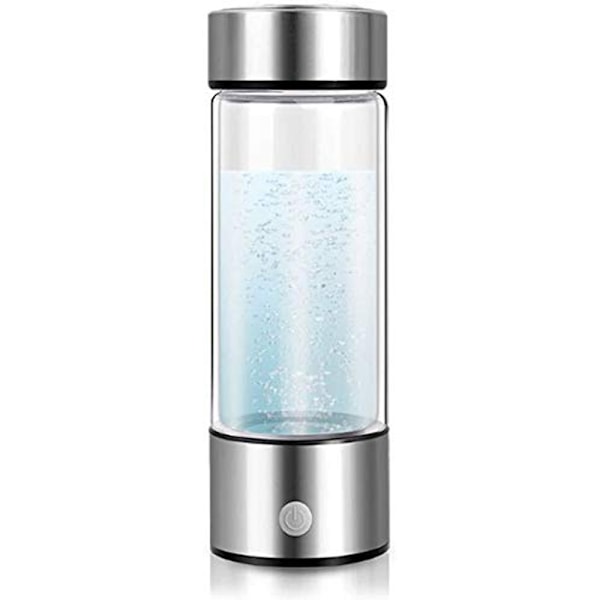 Vattenflaska för Vätevatten, Portabel Väteberikare Vattenmaskin USB Uppladdningsbar Vätevattenglas 420ml Silver