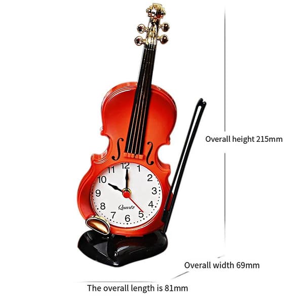 Simuleringsfiol larmklocka Musikinstrument Form Bordsklocka Vardagsrum Plastprydnader, vit