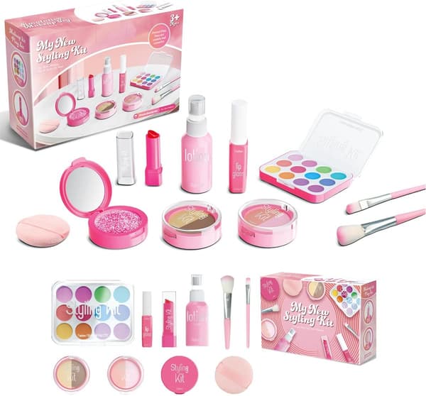 Falske makeupsæt til piger legetøj 3 4 5 år, foregive makeuplegetøj til piger fødselsdagsgaver 3-5 år (pink)