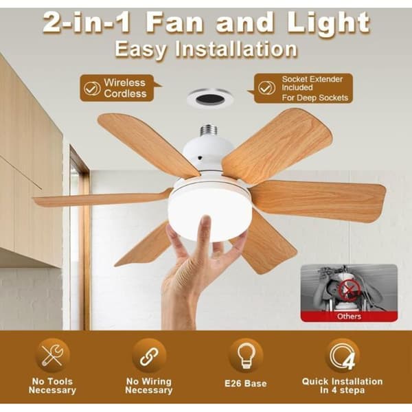 Takvifte med LED-lys - PZCC - Fjernkontroll - Dimbar - 52 cm - 3 hastigheter - 1/2/4-timers timer