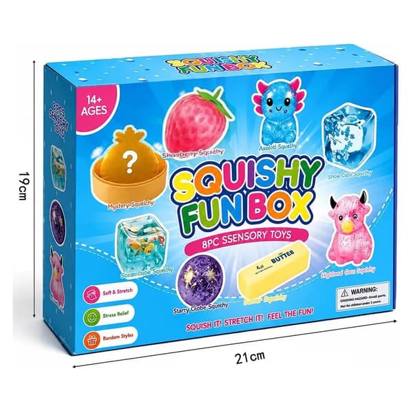 8-delars set Mystery Squishy Box Maltsocker Stressavlastande Fidget Leksaker, Kawaii Squishy Fidget Leksaker inklusive jordgubbe, Smör-tema, sensoriska leksaker