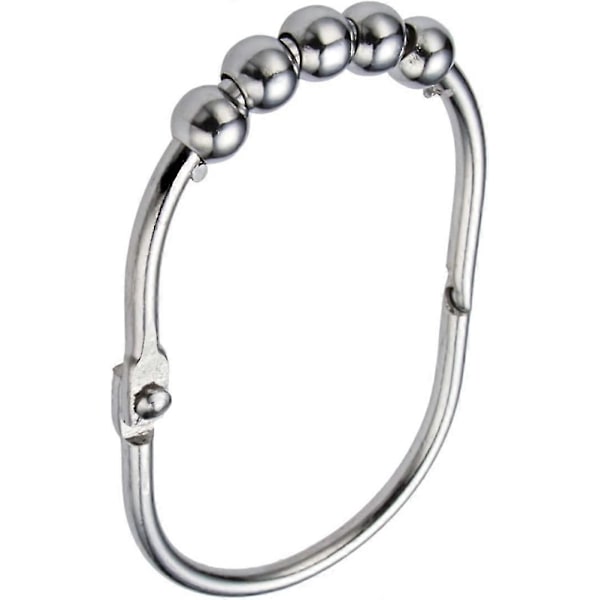 Brede Bruseforhængsringe Kroge, Rustfrit Stål Sæt med 12 Polished Chrome