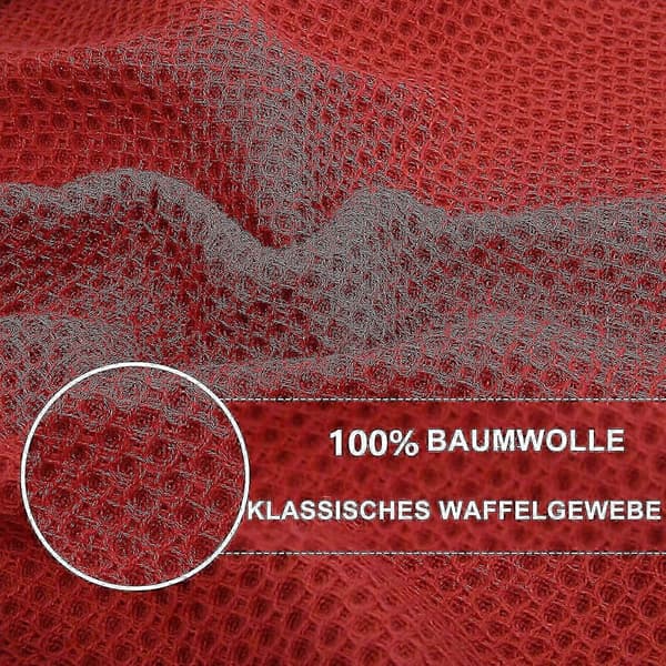 6-pack 100% bomulls frotté kökshanddukar med hängögla för diskrengöring Red 34*73cm