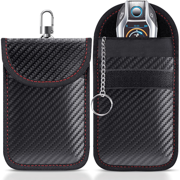 2PCS Bilnyckel Signal Blocking Pouch | RFID Blocker Väska för Bilsäkerhet | Stöldskydd Fjärrkontroll Nyckellös Skydd