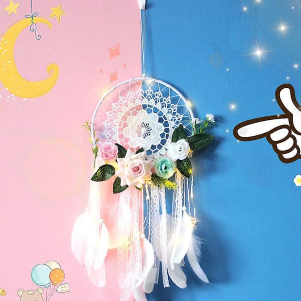 Drömfångare Diy Dekorativt Hänge Blomdrömfångare Väggdekoration Bröllopsdekor Flicka