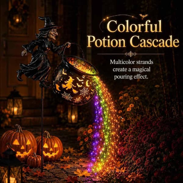 Halloween Heksegryte Hagelys, 33″ Heksepinne Hagelys