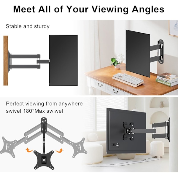TV-väggfäste Justerbart Platt Panel Ram TV-väggfäste Stöd 15 Graders Lutning för 14-27 tums LCD LED-skärm