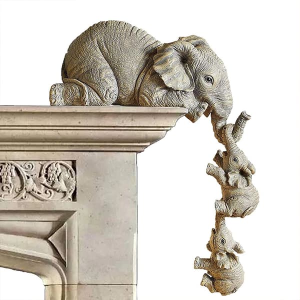 Elefant hyllfigurer, elefantmamma och elefantbebis, present