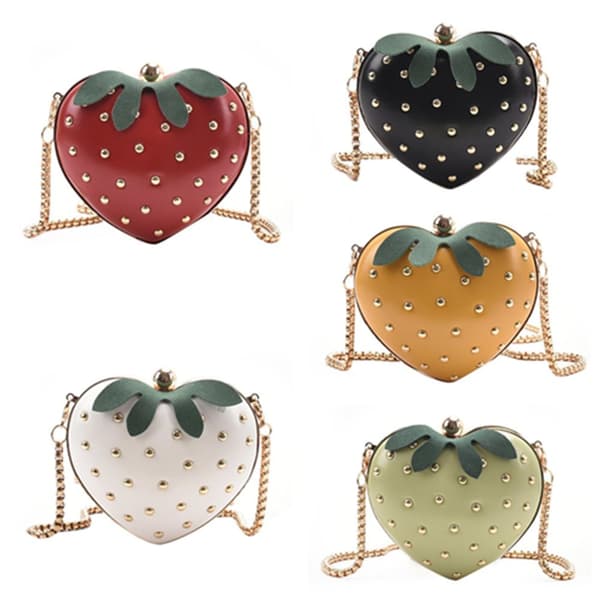Jordbær Hjerteformet Crossbody Jordbærtaske SORT