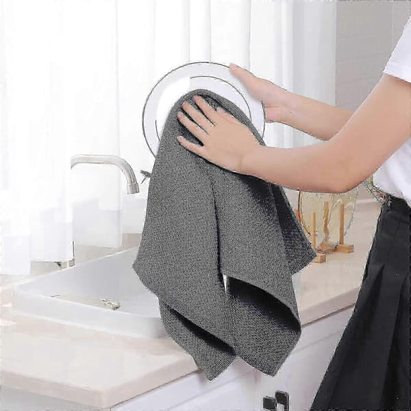 6-pack 100% bomulls frotté kökshanddukar med hängögla för diskrengöring Dark gray 34*73cm