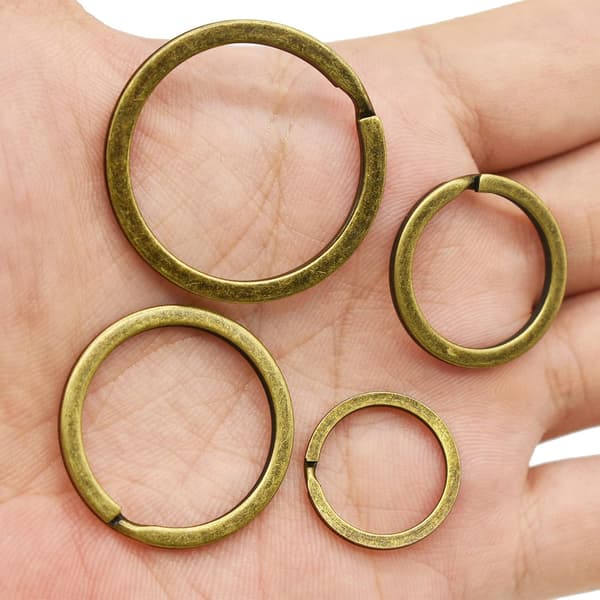 4x15 Stk. 20+25+30+35mm Split Nøgleringe Nøgleringsholder Antik Bronze DIY (60 Stk.)