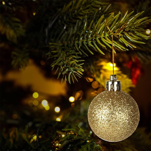 1,2 tums Mini Julgranskuledekorationer Hängande Ornament Heminredning Familjepresenter Specialpris Gold