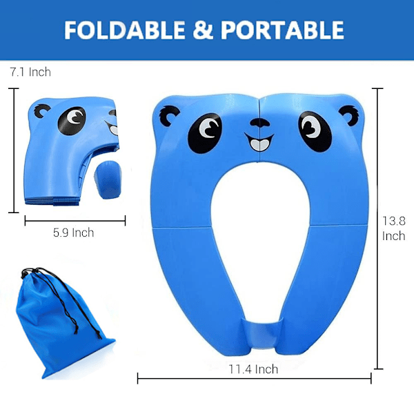 Bärbar Toalettsits för Potträning för Småbarn, Pojkar & Flickor. Hopfällbar Resepotta. Extra Stabil, Kraftfull och Säker, med Praktisk Bärväska Blue