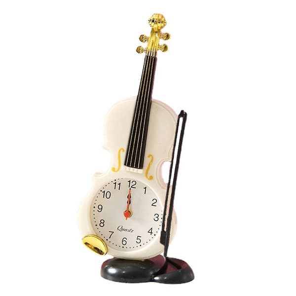 Simuleringsfiol larmklocka Musikinstrument Form Bordsklocka Vardagsrum Plastprydnader, vit