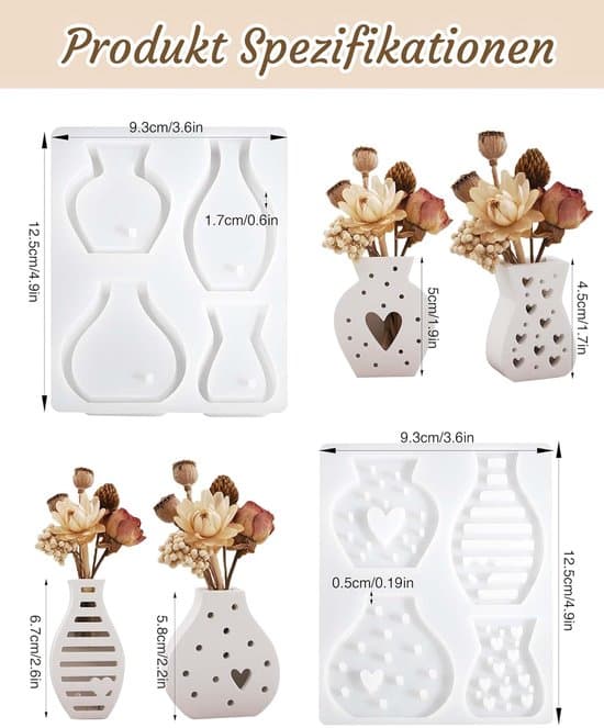 Mini Vase Silikoneform Sæt – 4 Stykker til Epoxyharpiks og Gips – Velegnet til Små Blomsterpotter og Gør-det-selv Dekoration – 1 Sæt