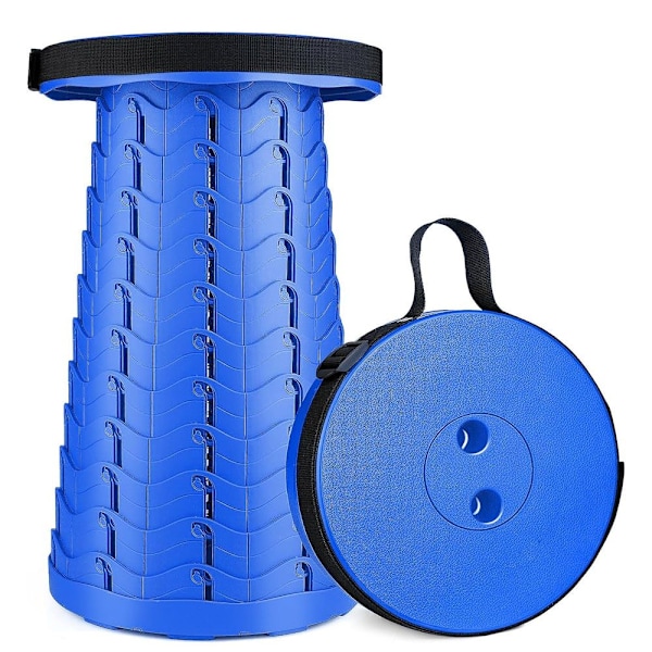 Bärbar Hopfällbar Pall, lätt Teleskopisk Pall, infällbar Hopfällbar Pall för Camping Fiske Vandring Grillning Utomhus Blue