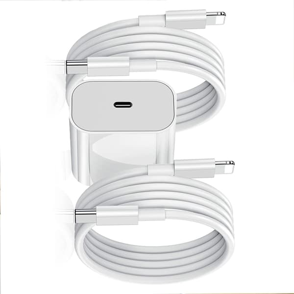 20W snabbladdningsadapter kompatibel med iPhone 14/14 Plus/14 Pro/14 Pro Max, 13/12/11-serien (adapter+2 st 2m-kabel)