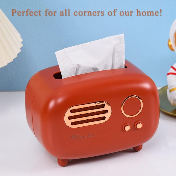 Retro Radioformad Pappersbox Praktisk Söt Pappershållare för Hemmakontor red