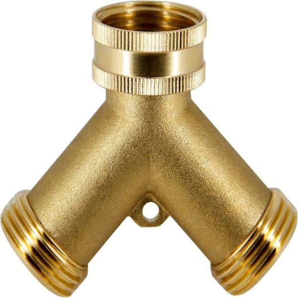 2-vägs mässingsslangdelare, 3/4\" mässingsslangkopplingar, Y-koppling trädgårdsslangadapter, 1-pack Double head switch outer wire