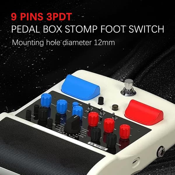 2 stk 9-pinners 3PDT gitarpedalboks Stomp fotmetallbryter True Bypass