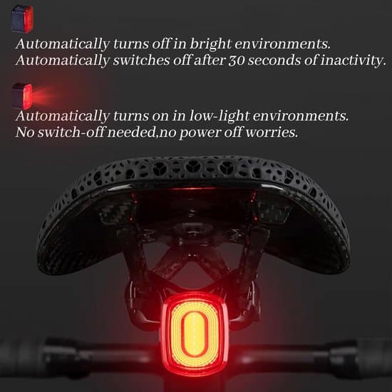 Sykkellykter - Sykkelbaklys - Oppladbart sykkellys - USB-C oppladbart LED-baklys med bremsesensor - Lyssensor - Bevegelsessensor