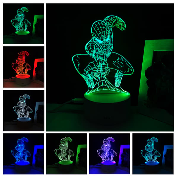 3D-illusionlampa Anime-figur 3D LED-nattlampa Touch Remote Control för barn  Sovrumsdekor -- Stil 3（Gemensam bas）