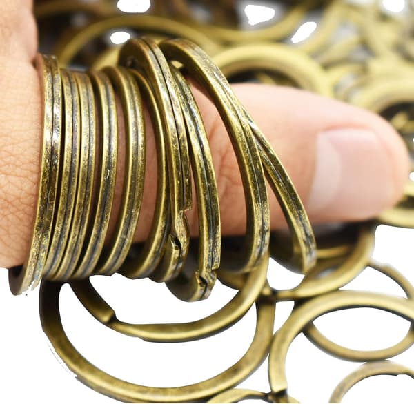 4x15 stk 20+25+30+35mm Split Hoop Nøkkelringer Nøkkelholder Antikk Bronse DIY (60 stk)