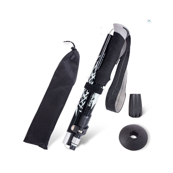 Trekkingstavar Hopfällbara Vandringsstavar - Trekkingstavar i Aluminiumlegering med Snabblåssystem, Teleskopiska, Hopfällbara, Ultralätta för Vandring black long
