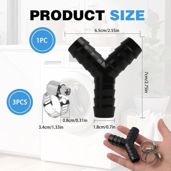Y-splitter – 2-vejs – vaskemaskinetilslutning – 2-vejs Y-splitter – til afløbsslanger – egnet til vaskemaskiner 3 slangetilslutninger diameter 19 mm