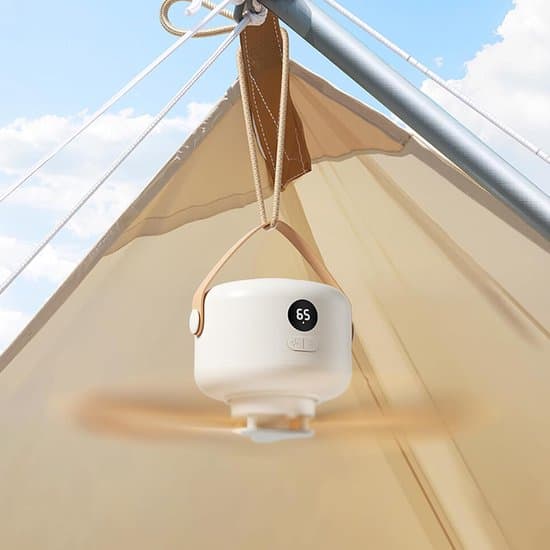 Campingventilator – USB-ventilator med hængefunktion – USB-tilslutning – med LED – støjsvag – til camping, telt, campingvogn, udendørs