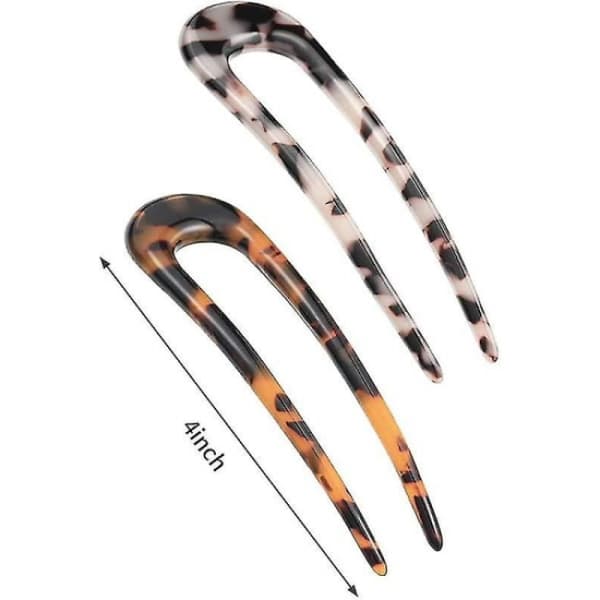 4 st beige + vinröd leopardmönstrad U-formad hårnål fransk stil Ha