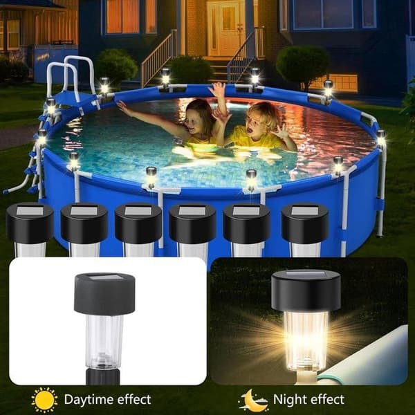 Sæt med 6 poollys – Belysning – 4,5 x 9 cm – Spa- og pooltilbehør – Solcellebelysning – LED-belysning