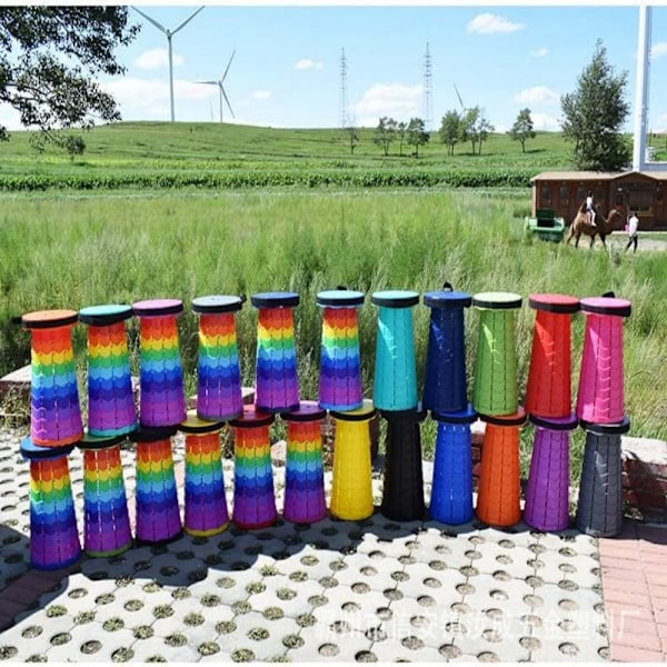 Bärbar Hopfällbar Pall, lätt Teleskopisk Pall, infällbar Hopfällbar Pall för Camping Fiske Vandring Grillning Utomhus Rainbow