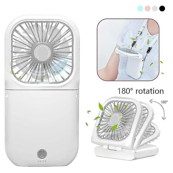 Bärbar Nackfläkt Mini Tyst Handhållen Personlig Fällbar USB Laddningsbar Fläkt White