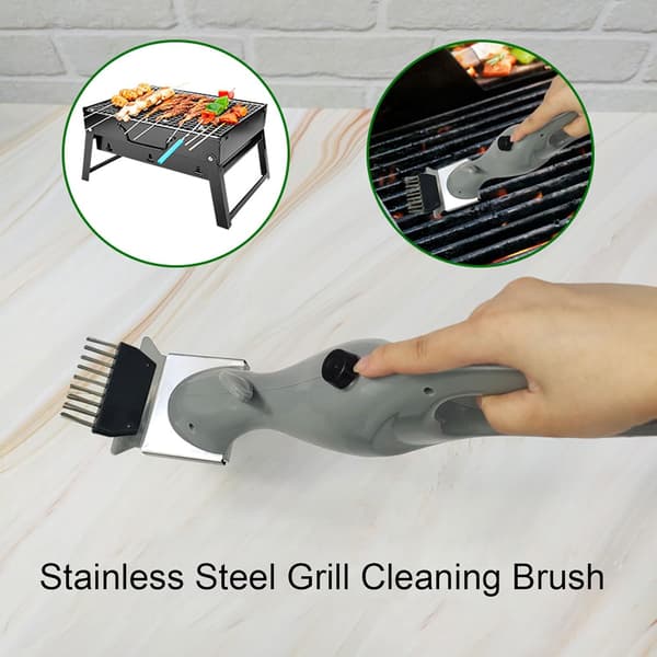 Grillbørste til udendørs grill, bærbar dampgrillbørste i rustfrit stål, dybderensende damp BBQ grillrensebørste