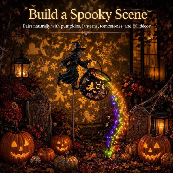 Halloween Heksegryte Hagelys, 33″ Heksepinne Hagelys