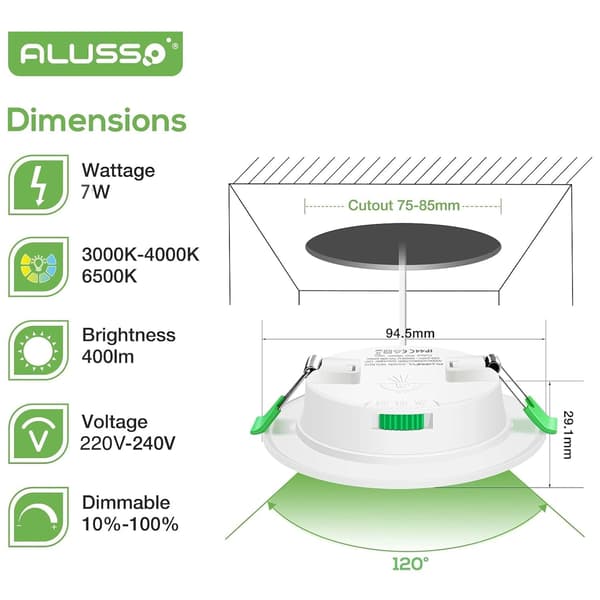6st 7w Vit LED Downlight Infällda Taklampor Slim Spot Light