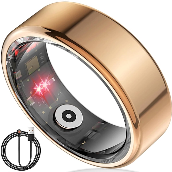 Smart Ring Hälsomätare för Kvinnor och Män, Kalorier, Syre, Puls och Sömnkvalitetsmätare, Ingen Prenumeration, Kompatibel med iOS och Android Black size 8