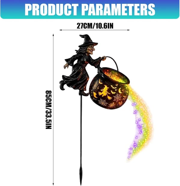 Halloween Heksegryte Hagelys, 33″ Heksepinne Hagelys