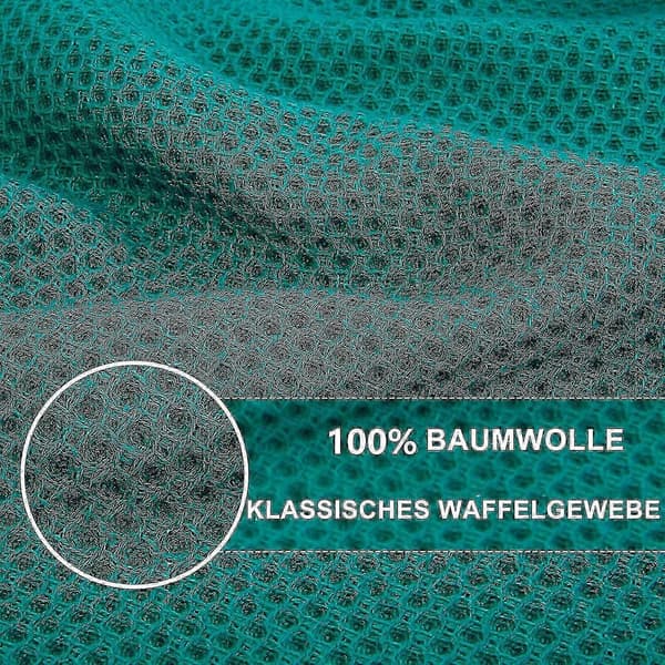 6-pack 100% bomulls frotté kökshanddukar med hängögla för diskrengöring Blue-green 34*73cm