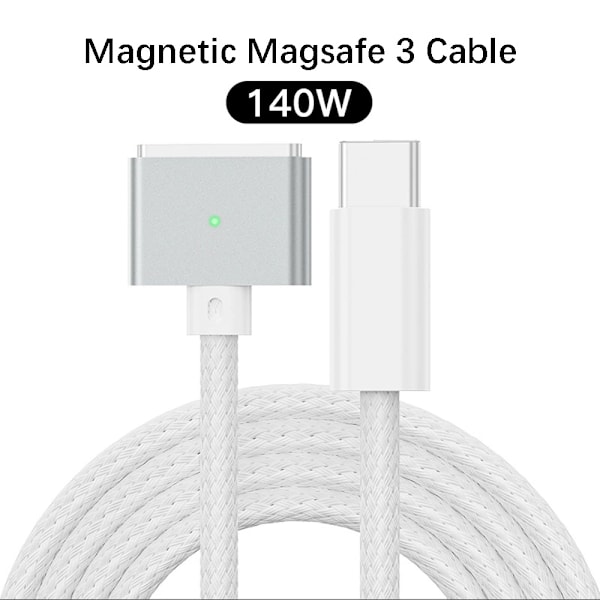 USB-C till MagSafe 3-kabel för MacBook Pro och Air Nylon 2m 140W Silver