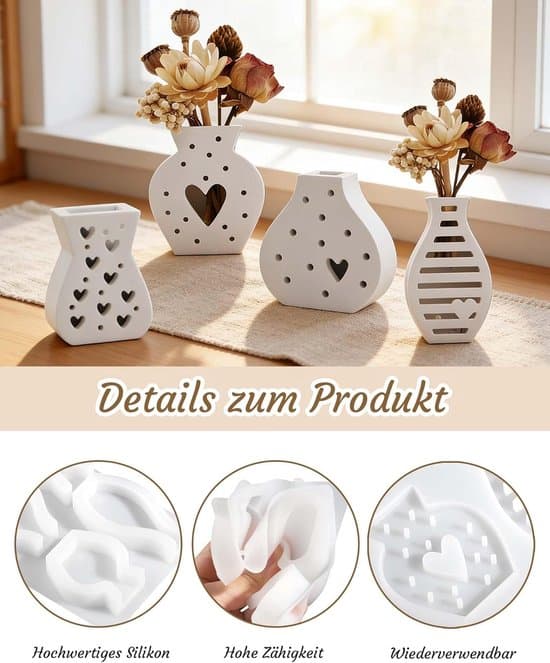 Mini Vase Silikoneform Sæt – 4 Stykker til Epoxyharpiks og Gips – Velegnet til Små Blomsterpotter og Gør-det-selv Dekoration – 1 Sæt