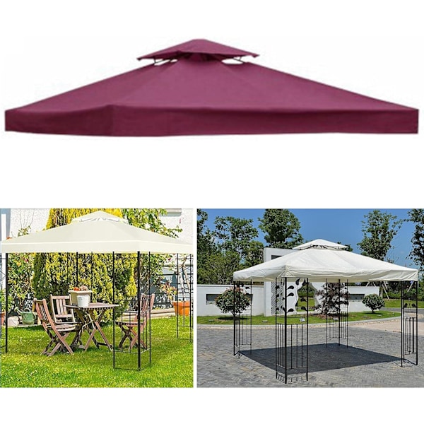 Ersättningsduk för Utepaviljong, Strandmarkis, Pergolaöverdrag för Trädgård, 3x3 m Wine red